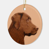 Malerei mit Labrador Retriever (Schokolade) - Hund Keramik Ornament (Links)