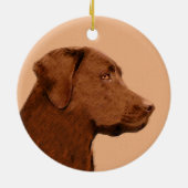 Malerei mit Labrador Retriever (Schokolade) - Hund Keramik Ornament (Hinten)