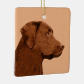 Malerei mit Labrador Retriever (Schokolade) - Hund Keramikornament (Rechts)