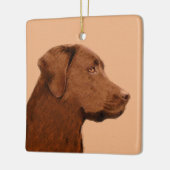 Malerei mit Labrador Retriever (Schokolade) - Hund Keramikornament (Links)