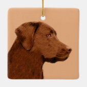 Malerei mit Labrador Retriever (Schokolade) - Hund Keramikornament (Rückseite)