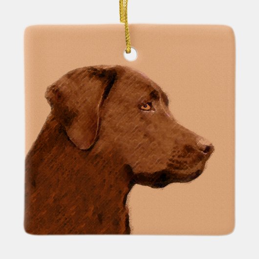 Malerei mit Labrador Retriever (Schokolade) - Hund Keramikornament (Vorderseite)