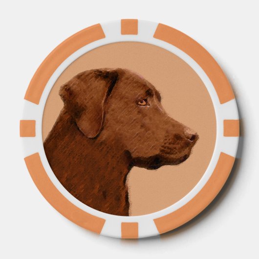 Malerei mit Labrador Retriever (Schokolade) - Hund Pokerchips (Vorderseite)