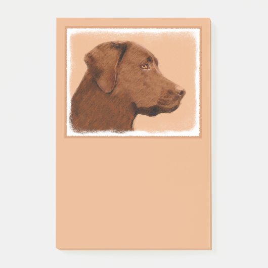 Malerei mit Labrador Retriever (Schokolade) - Hund Post-it Klebezettel (Vorderseite)