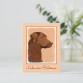 Malerei mit Labrador Retriever (Schokolade) - Hund Postkarte (Stehend Vorderseite)