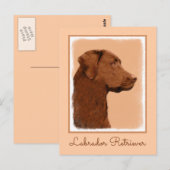 Malerei mit Labrador Retriever (Schokolade) - Hund Postkarte (Vorne/Hinten)