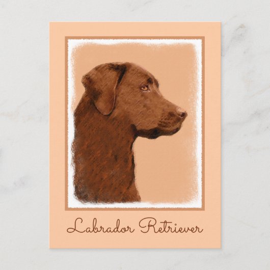Malerei mit Labrador Retriever (Schokolade) - Hund Postkarte (Vorderseite)