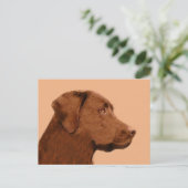 Malerei mit Labrador Retriever (Schokolade) - Hund Postkarte (Stehend Vorderseite)