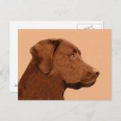 Malerei mit Labrador Retriever (Schokolade) - Hund Postkarte (Vorne/Hinten)