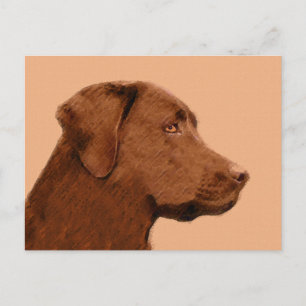 Malerei mit Labrador Retriever (Schokolade) - Hund Postkarte