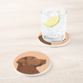 Malerei mit Labrador Retriever (Schokolade) - Hund Sandstein Untersetzer (Seite)