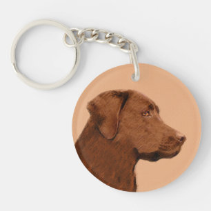 Malerei mit Labrador Retriever (Schokolade) - Hund Schlüsselanhänger