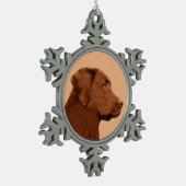 Malerei mit Labrador Retriever (Schokolade) - Hund Schneeflocken Zinn-Ornament (Links)