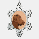 Malerei mit Labrador Retriever (Schokolade) - Hund Schneeflocken Zinn-Ornament (Rechts)