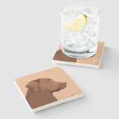 Malerei mit Labrador Retriever (Schokolade) - Hund Steinuntersetzer (Seitenansicht)