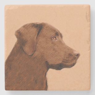 Malerei mit Labrador Retriever (Schokolade) - Hund Steinuntersetzer