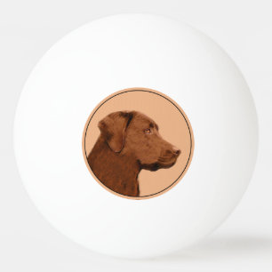 Malerei mit Labrador Retriever (Schokolade) - Hund Tischtennisball