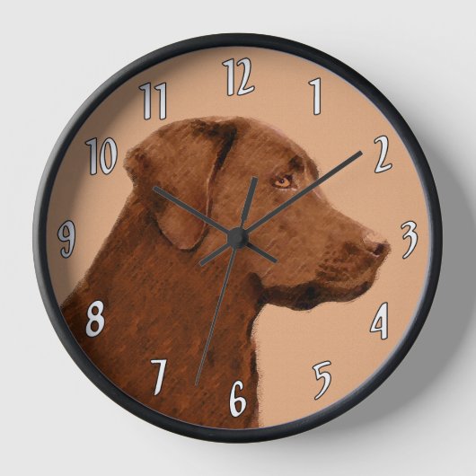 Malerei mit Labrador Retriever (Schokolade) - Hund Uhr (Vorderseite)