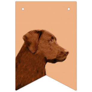 Malerei mit Labrador Retriever (Schokolade) - Hund Wimpelkette