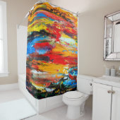 Malerei mit Messer aus Paletten, Paris, Rot, Weiß Duschvorhang (Beispiel)