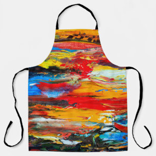 Malerei mit Messer aus Paletten, Paris, Rot, Weiß Schürze