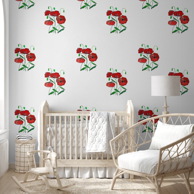 Malerei mit roten Poppies Tapete (Kinder)