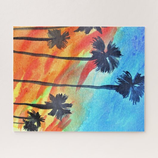 Malerei mit Sonnenuntergang Puzzle (Horizontal)