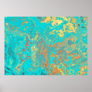 Malerei mit trockenen Pinseln aus Marmor, goldenes Poster