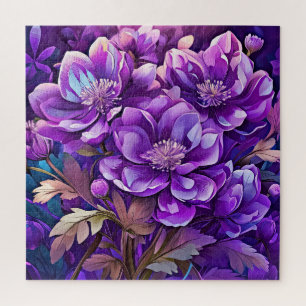 Malerei mit violetten Blumen Puzzle