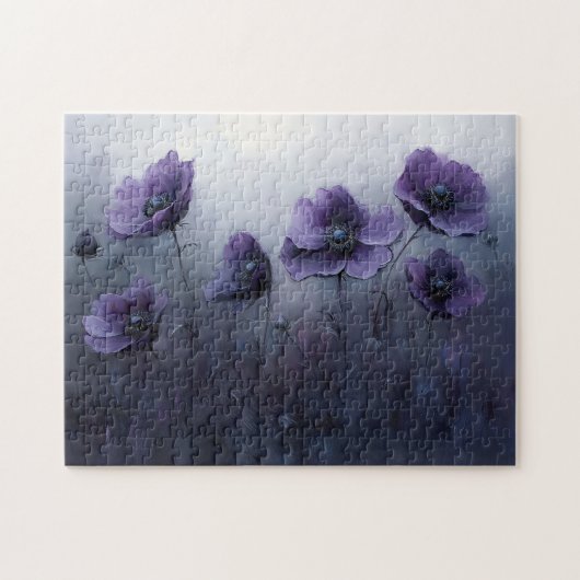 Malerei mit violetten gotischen Blumen Puzzle (Horizontal)