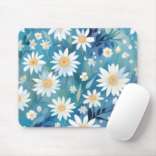 Malerei mit weißen Blume Mousepad (Mit Mouse)