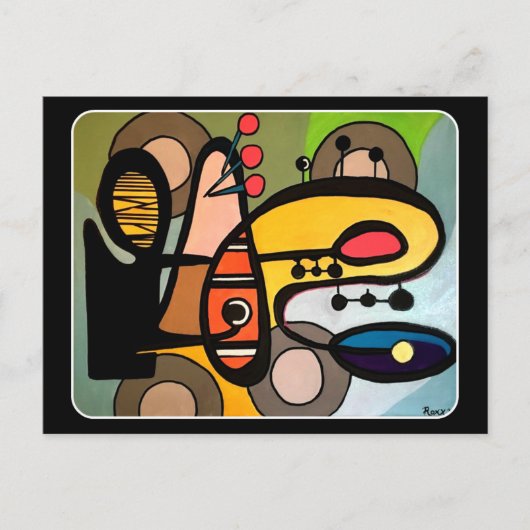 Malerei "Mitte des Jahrhunderts Moderne Abstrakte Postkarte (Vorderseite)