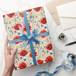 Malerei Mohn Wiese Kunstwerk Geschenkpapier
