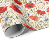 Malerei Mohn Wiese Kunstwerk Geschenkpapier (Rolleneckpunkt)