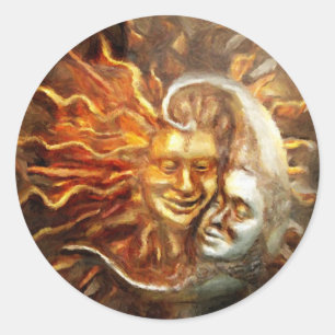 Malerei : Mondsonne Lieben Runder Aufkleber