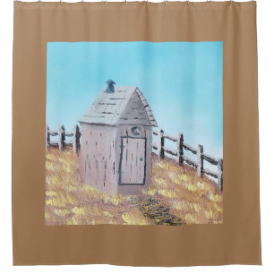 Malerei Outhouse Tan Border Duschvorhang