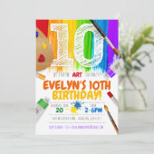 Malerei Party Einladung, Art Birthday Party - 10 Einladung (Stehend Vorderseite)