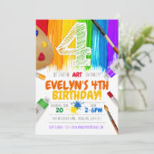 Malerei Party Einladung, Art Birthday Party - 4 Einladung (Stehend Vorderseite)