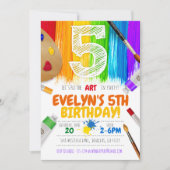 Malerei Party Einladung, Art Birthday Party - 5 Einladung (Vorderseite)