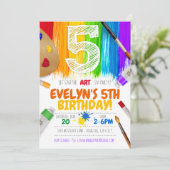 Malerei Party Einladung, Art Birthday Party - 5 Einladung (Stehend Vorderseite)