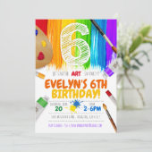Malerei Party Einladung, Art Birthday Party - 6 Einladung (Stehend Vorderseite)
