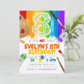 Malerei Party Einladung, Art Birthday Party - 8 Einladung (Stehend Vorderseite)