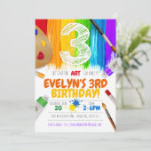 Malerei Party Einladung, Art Birthday Party Einladung (Stehend Vorderseite)