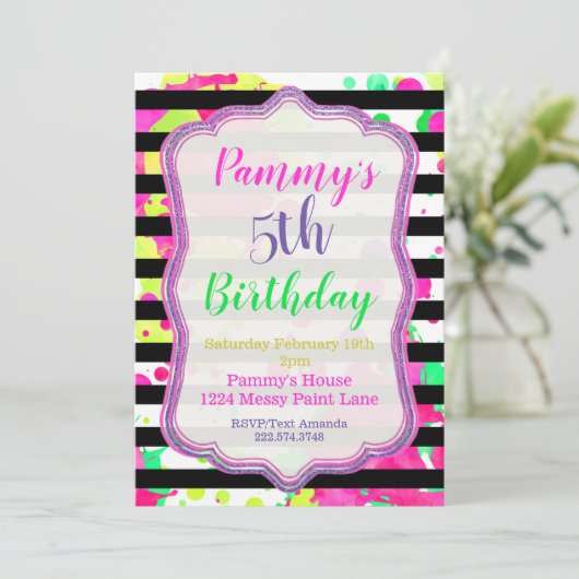 Malerei Party Einladung, Art Party, Einladung (Stehend Vorderseite)