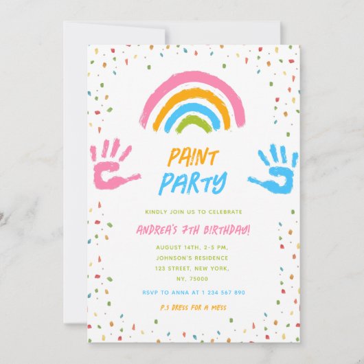 Malerei Party jedes Alters Kind Malerei Art Geburt Einladung (Vorderseite)