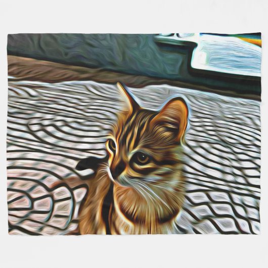 Malerei Schöne Katze Fleecedecke (Vorderseite (Horizontal))
