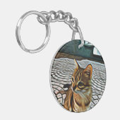 Malerei Schöne Katze Schlüsselanhänger (Vorderseite links)