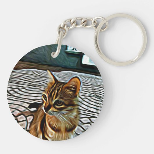 Malerei Schöne Katze Schlüsselanhänger (Rückseite)