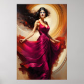 Malerei Schönes Atemberaubendes Rotes Kleid der Fr Poster (Vorne)