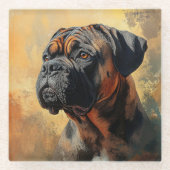 MALEREI UND SCHWARZER BULLMASTIFF GLASUNTERSETZER (Vorderseite)